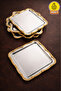 Zenya Luxury Silver 6-Piece Stainless Steel Gold Frame Coffee Presentation Tray Serving Decorative Tray