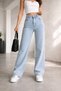 Lussi 90`S Lycra Loose Women's Ice Blue Snow Super High Waist Loose Leg Denim Jeans - 4