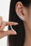 Women's Zircon Stone Waterway Star Model Ear Climber Silver Safety Pin Earrings