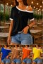 Speak Your Style - Women's One-Shoulder Gold Buckle Contrast Stripe Detailed Blouse - 3