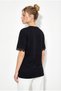 Women's Black Crew Neck Lace Detailed Oversize T-Shirt 2134 60286120 - 4