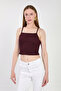 Women's Strappy Bubble Blouse - Plum - 2
