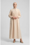 Aerobin Fabric Relaxed Fit Dress with Pockets 0278-03 Beige - 3