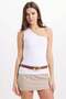 Women's Slim Fit Cotton Sleeveless White Crop Tank Top