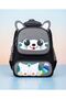 3-Piece Ear-Strapped Primary School Backpack with Lunch Pencil Holder Black-Grey - 3
