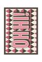 Sdt “Aura” Series – Oh Hi! Written Retro Patterned Brown Cream Checkered Woven Base Decorative Carpet Aura10 - 5