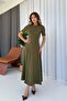 Steel Interlock Fabric Hidden Zipper Dress - Khaki - 3