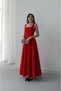 Design Brand Equivalent Back Bow Tie Detail Premium Series Square Collar Long Flared Skirt Stylish mm Füsun Dress - 6