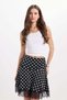 Women's Slim Fit Corset Detailed Polka Dot Lycra Lace Black Short Mini Skirt - 5