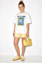 Women's White Sardine Printed 100% Cotton Crew Neck Oversize Basic T-Shirt Öt261097 60286256 - 4