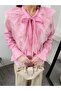 Lace and Ruffle Detailed Tie-Neck Slim Modal Fabric Shirt 5306 - - 3