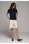 Regular Fit Round Neck Plain Women's Navy Blue Short Sleeve T-Shirt - 3