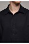 Regular Fit Shirt Neck Plain Men's Navy Blue Long Sleeve Shirt - 3