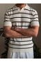 Men's Shirt Collar Striped Detail T-Shirt Ts04-10502 - 3