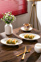 4444 Gardenya Set of 2 Porcelain Gold Mesh Boat Plates - Oval Breakfast Serving Set 20cm