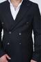 Slim Fit Men's Pointed Collar Striped Double Breasted Suit - 3