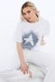 Unisex Oversize T-Shirt with Trauma Star Print in White – Crew Neck, 100% Cotton Compact Single Jersey 24/1 - 6