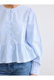 Crew Neck Striped Ruffle Blouse - 3