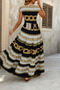 Women's Short Sleeve Double Breasted Collar Elastic Waist Single Jersey Maxi Dress - 2
