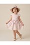 Girl's Festive Fedora Hat, Striped, Lace Detailed Linen Dress, Ages 2-9 - 5