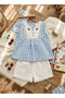 Girl's Holiday Cherry Embroidered Linen Shorts and Top Summer 2-Piece Set