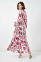 Women's Authentic Patterned Viscose V. Red Hijab Dress - 5