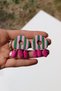 Polymer Clay Pink Green Striped Earrings, Summer Earrings - 6