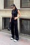 Women's Double Zipper Crop Vest Wide Leg Pants Bottom Top Sports Set - 3