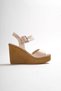 Perla Buckle Elastic Wedge Heeled Orthopedic Sole Straw Look Women's Sandals Ckt - Ten - 7
