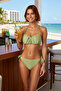 Women's Bikini Set Strapless Draped Fixed Cup Without Underwire Regular Waist Tie Detail Glittery Knitted