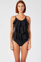 ملابس سباحة نسائية بياقة على شكل V بدون أكمام، قبعة بدون حبال، قماش راشيل محبوك، مقاس عادي، نمط عادي - 4