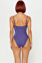 Women's Swimsuit with Straps, Belly Cut Out Detail, Without Underwire, Plain Pattern, Knitted Fabric, Raschel Woven, Sleeveless - 5
