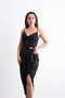 Strappy Collar, Sparkling, Brooch Detailed, Slit, Stylish Evening Dress - 6
