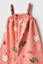 Little Farm Patterned 100% Cotton Girls Summer Pink Overalls Salopet - 8