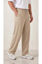 Men's Beige Parachute Fabric Baggy Oversize Loose Fit Sweatpants - 6