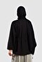 Ribbed Detailed Cotton Voile Shirt Black - 5