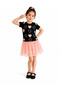Girl's Black Salmon 2-Piece Heart Tulle Lined Skirt Top and Bottom Set - 3