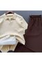 Nurse Collar Ribbed Knitwear T-Shirt + Ribbed Trousers 2-Piece Combination - 5