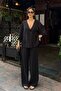 Women's Comfortable Fit V-Neck Shirt Pants Modal Woven Bottom Top Set - 3