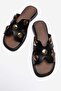 Women's 5-Button Slippers Black - 5