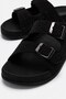 Stone-Embellished Double Buckle Women's Slippers; Black Black - 3