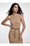 Crew Neck Belted Textured Dress - 2