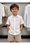 Boy's Linen Short Sleeve Shirt (You Can Order One Size Larger)