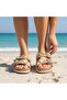 26Y217-9 Women's Jute Decorated Cork Sole Double Strap Stone Premium Slippers - 2