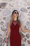 Burgundy Collar Lace Detailed Dress - 3
