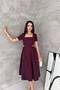 Women's Plum Square-Necked Dress with Stone Details, Draped Midi-Length Skirt ----   Nbk4621 - 3