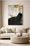 Gold Foil and Black, Beige Toned Glass Table - Gold Metal Framed Table for Home, Business, and School - 2