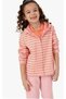Girl's Striped Hooded Zippered Sweatshirt 4-12 Years Old Pink