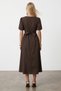 Bitter Brown Gathered Belted Balloon Sleeve Woven Dress Alc-X15521 - 5