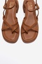 Cirelle Tan Genuine Leather Flip Flops Women's Thick Heeled Sandals - 2
